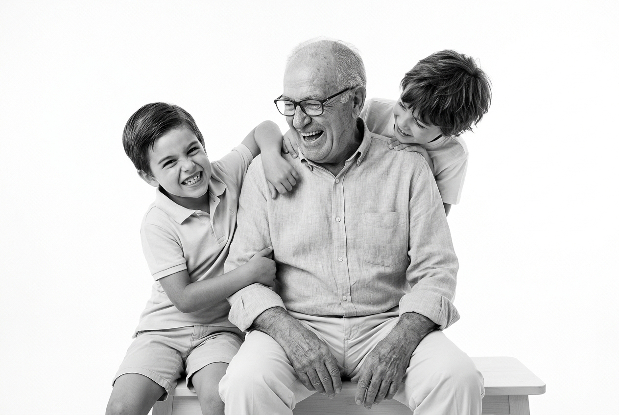 Retrato de familia completa en estudio, Madrid