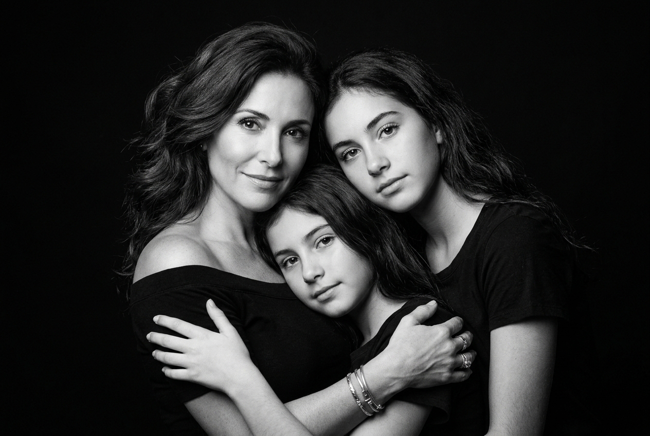 Retrato de familia completa en estudio, Madrid